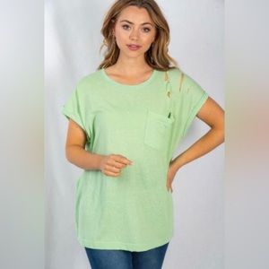 White Birch round Neck Shirt sleeve with distressed detail and patch pocket